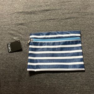 Navy Blue and White Striped Mini Bag